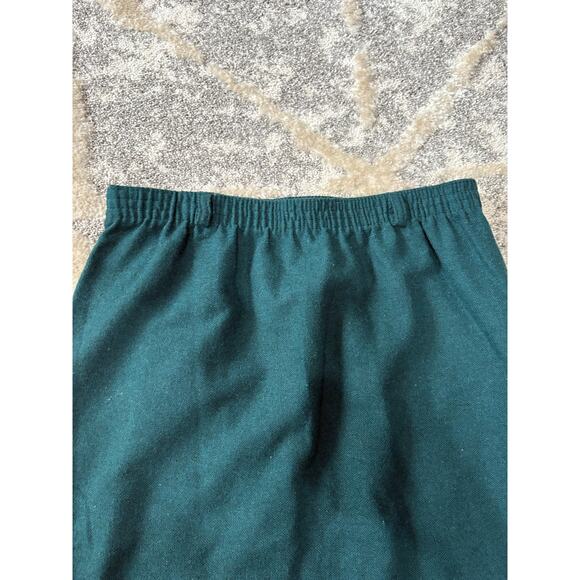 Ermane wool teal green mid length skirt women's size 9/10 made in USA - Picture 3 of 8